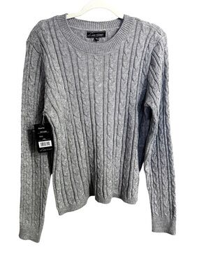 Love University Women’s Grey Cable Knit Crew Neck